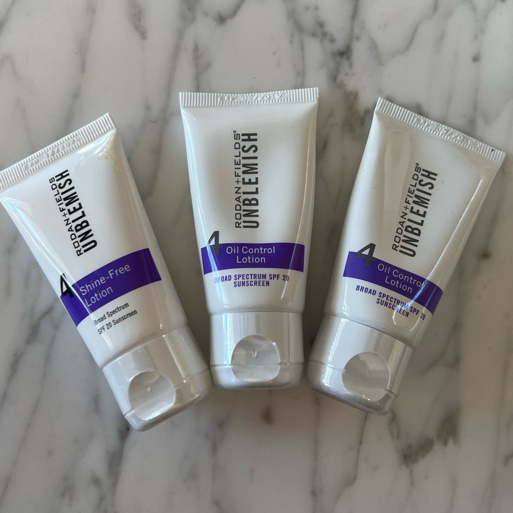 (3) Rodan + Fields Unblemished 4 Shine Free Oil Control Lotion 1oz